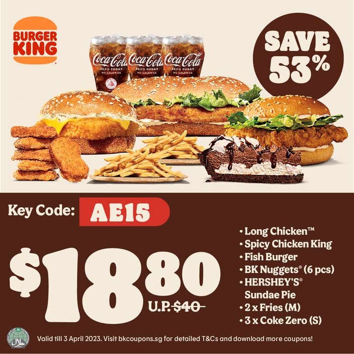 BURGER KING® Coupon Discounts up to 50 off Burgers & Meals